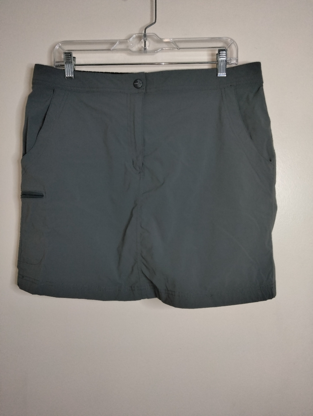 L.L. Bean (Sz 14) Charcoal Gray Stretch Built-in Shorts Button Zip Active Skort